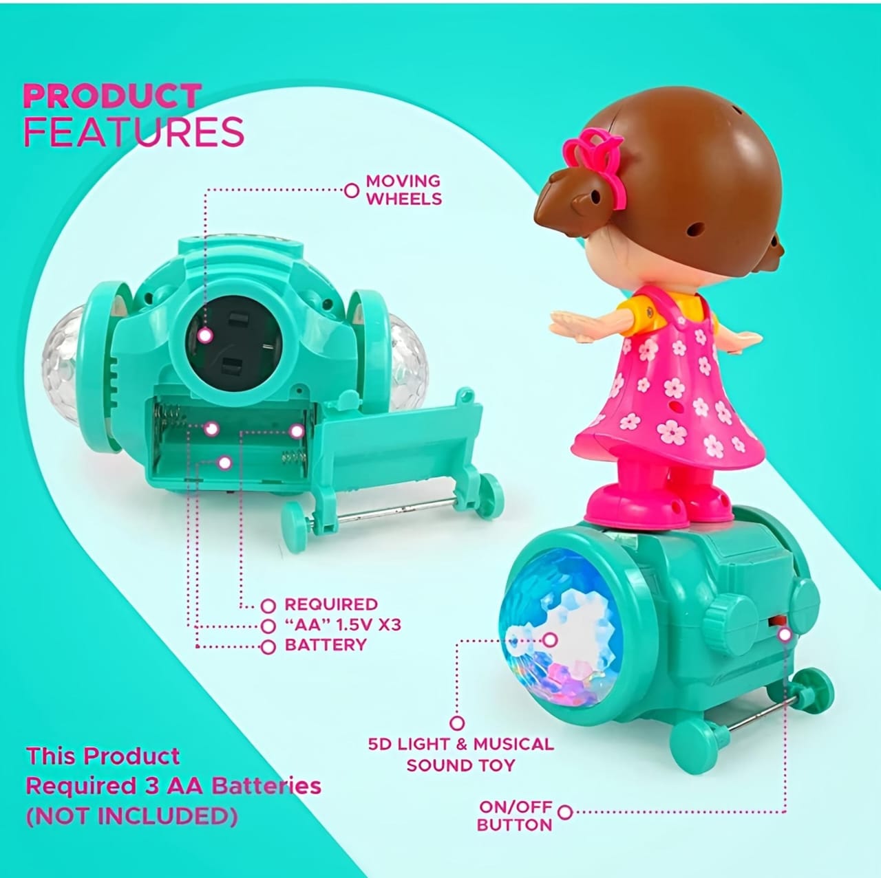 🌟✨ “Fashion Girl Dancing Doll – 360° Rotating Musical LED Toy for Kids” ✨🌟
